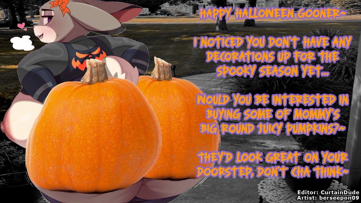 curtain_dude's tweet photo. Decorating really brings out your spooky vibes! 👻
Why don't you get started and buy some of Mommy Judy's Pumpkins~ 🎃

#rule34 #furry #tooner #halloween #gooning #goonfuel #porncaption #cringe #aspie #gooncaption #goonedit #aspie #caption #cringegoon #goon #censored https://t.co/2ezUJtYZ07
