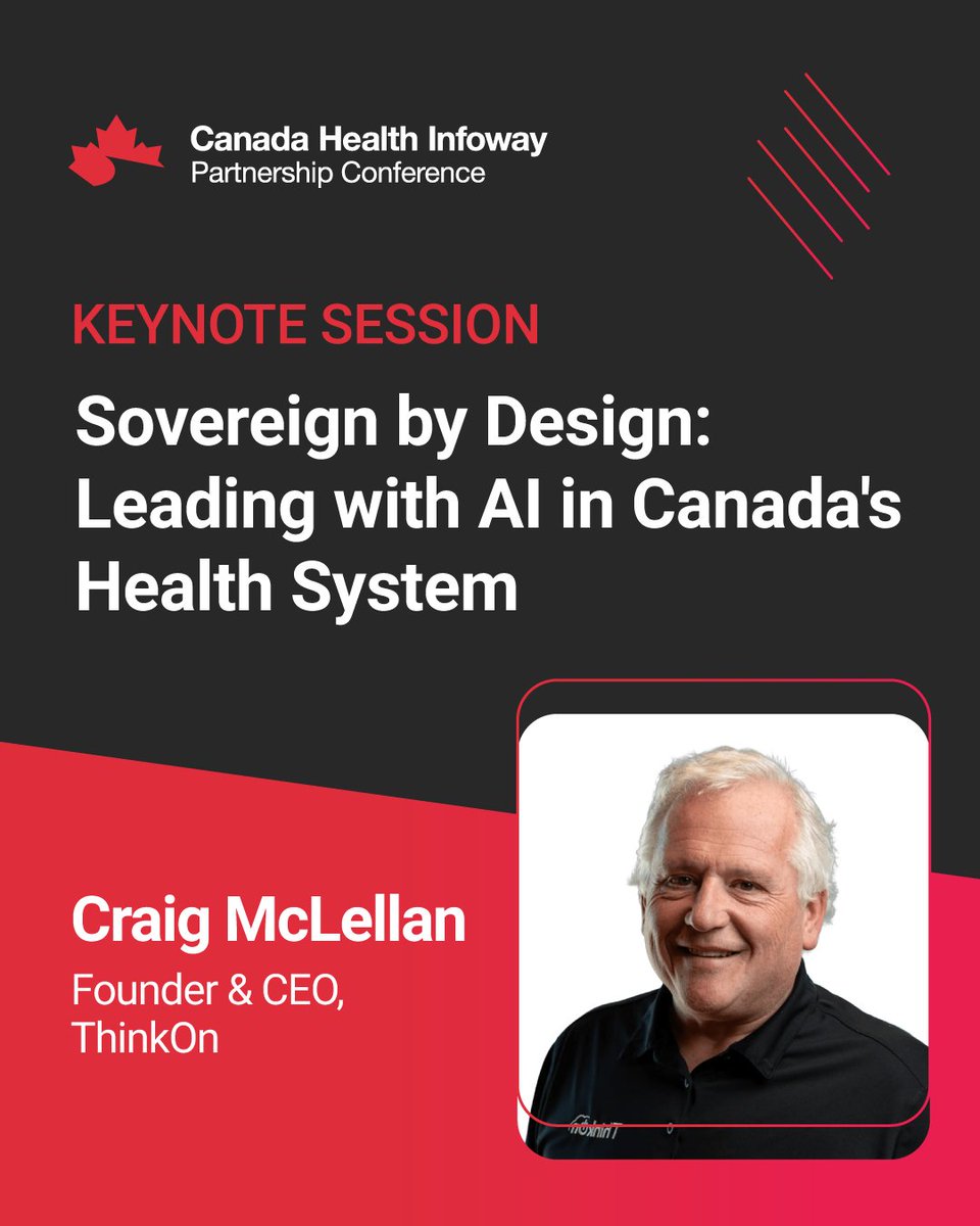 Infoway's tweet photo. AI. Data sovereignty. Canada's digital future.

Don't miss Day 1 keynote speaker Craig McLellan, Founder &amp; CEO of ThinkOn, at the 2026 Infoway Partnership Conference.

Register today and join the conversation: https://t.co/eDxCLP0klG https://t.co/haCmr7XpP4