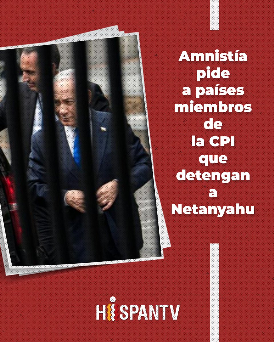 Nexo_Latino's tweet photo. 🔴Amnistía pide a países miembros de la CPI que detengan a Netanyahu

🔸 Amnistía Internacional ha pedido a los países miembros de la Corte Penal Internacional (CPI) que acaten la orden contra el primer ministro de Israel y lo detengan.

🔗MÁS DETALLES https://t.co/66XBLnhRxZ https://t.co/jNWNUnqi2K