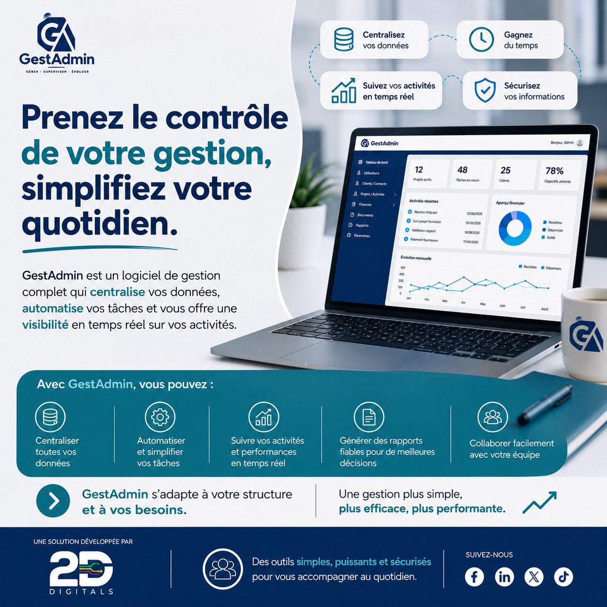 gest_ad's tweet photo. Prenez le contrôle de votre gestion avec GestAdmin !

Centralisez vos données, automatisez vos tâches et gagnez en efficacité avec une solution adaptée à votre organisation.

Développé par 2D Digitals.

#GestAdmin #2ddigitals #Digitalisation #Mali https://t.co/1QCXVnD3Dd