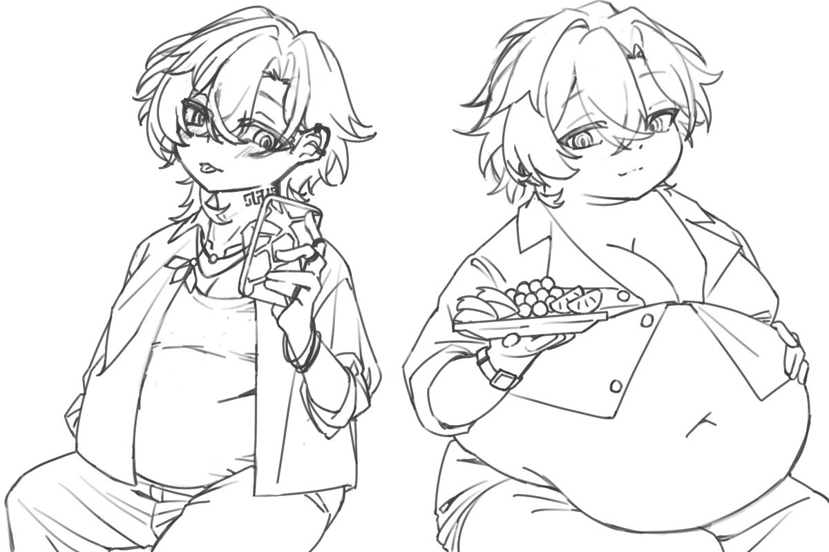 starrailnuomi's tweet photo. 🦚砂金/aventurine（2/？）wip
肥満化  #男の肥満化  #weightgain #maleweightgain https://t.co/LI1H55W2JP