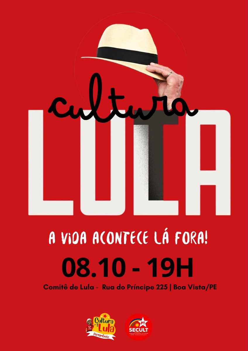 vands__'s tweet photo. 🎭 CONVOCAÇÃO DA CULTURA PERNAMBUCANA

Convocamos artistas, produtores,coletivos, agentes culturais e trabalhadores da cultura de Pernambuco para uma reunião de estratégia e articulação.

📍 Comitê de Lula
Rua do Príncipe, 225 – Boa Vista, Recife/PE
🗓️ 08 de outubro
⏰ 19h https://t.co/17gABEnktQ