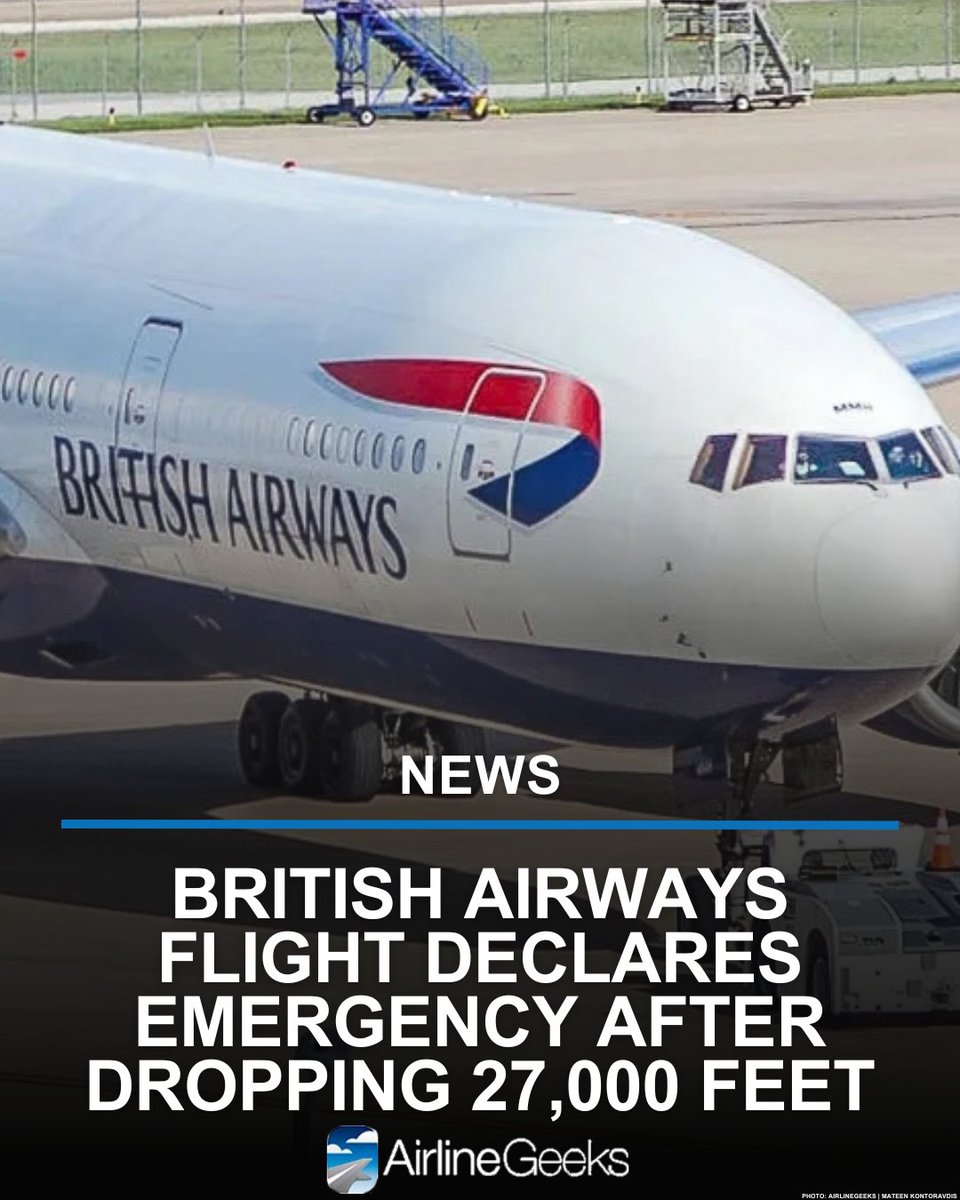 AirlineGeeks's tweet photo. A @British_Airways flight to Chicago dropped around 27,000 feet in a matter of minutes on Monday and was forced to return to London. https://t.co/K0FjB46CRZ https://t.co/UT7PvOol5K