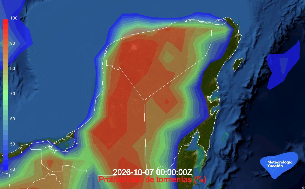 ClimaYucatan's tweet photo. ⚡Corredor de tormentas para este martes 🌧️🌩️

Se prevé el desarrollo y desplazamiento de tormentas dispersas en la región entre las 12:00 p.m. y 9:00 p.m. Aquí el pronóstico por estado:

Yucatán: >80% de probabilidad en la mayor parte del estado.

Campeche: >80% de probabilidad en la mayor parte del estado.

Quintana Roo: 60% a 80% de probabilidad en el occidente y centro.

⚠️ Riesgos principales:

Actividad eléctrica abundante

Turbonadas (vientos fuertes)

Encharcamientos e inundaciones localizadas

Tomen sus precauciones si van a salir o conducir durante la tarde y noche. 🚨

📸 Amigos cazatormentas y público en general: Estaremos atentos a sus reportes, fotos y videos en los comentarios. ¡Cuídense mucho!