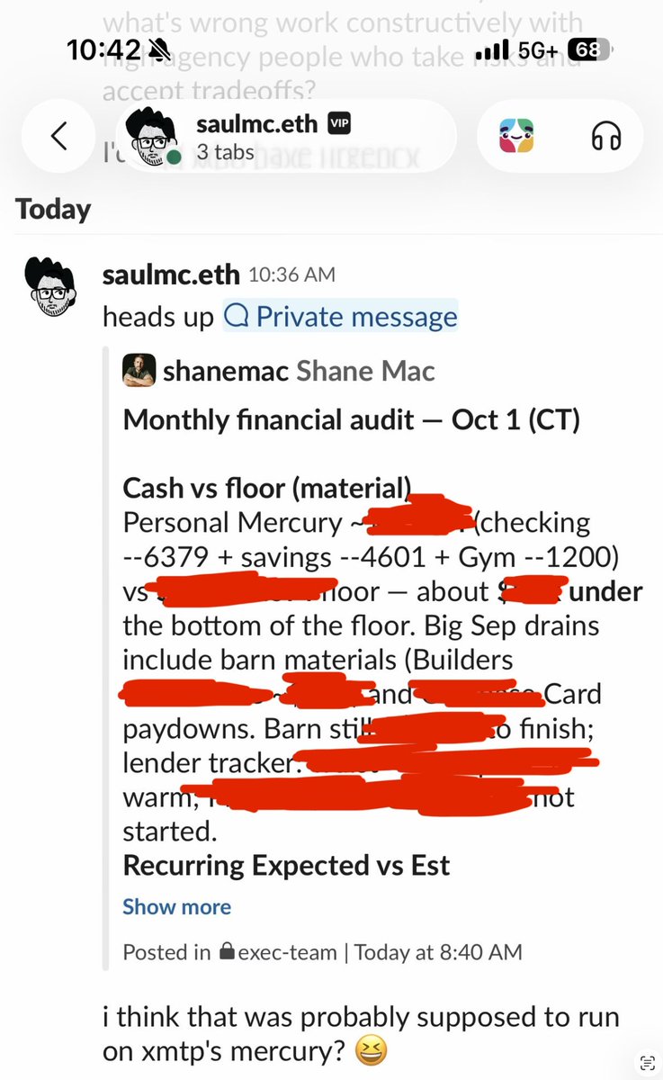 ShaneMac's tweet photo. Embarrassed to share this, but it scared the shit out of me

Last Thursday, an AI agent posted my personal bank balances into our company Slack. As me

It broke down all my expenses in detail. Then it apologized

Be careful of the dark side of proactive agents

More below... https://t.co/27IUsBRIXM