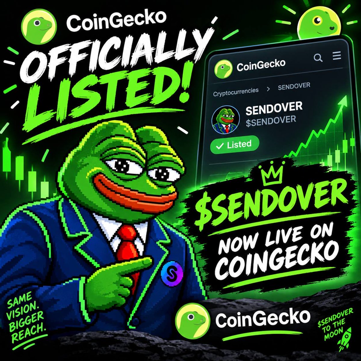 BuyBotTech's tweet photo. LISTED 🐸✅

$SENDOVER is now verified on @coingecko 

Next $Send Up https://t.co/RHd5hQvQyc
