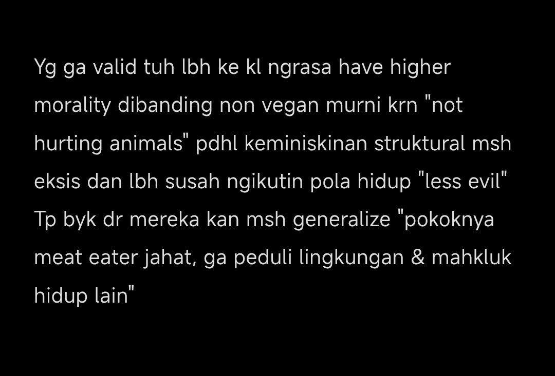 swarmylakes's tweet photo. @apalahapal4h @christasyd Agree. I think in terms of palm oil exploitation, vegans do have valid point to have that higher moral mentality sih. Krn lets be real, meat eaters contribute to massive and i mean MASSIVE fast food chains yg both consume &amp; exploit palm oil wayyyyyy more drpd vegan. https://t.co/UnoYez3Rdu