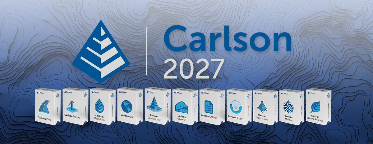 CarlsonSoftware's tweet photo. 🎉Carlson 2027 is here!🎉 Bringing new tools and greater efficiency to Carlson's lineup of CAD software including Survey, Civil, Hydrology, GIS, Mining, Point Cloud and more, Carlson 2027 includes IntelliCAD 14.1 and is compatible with AutoCAD 2027. 
Check out all the details👉https://t.co/x6eLzwOmpS