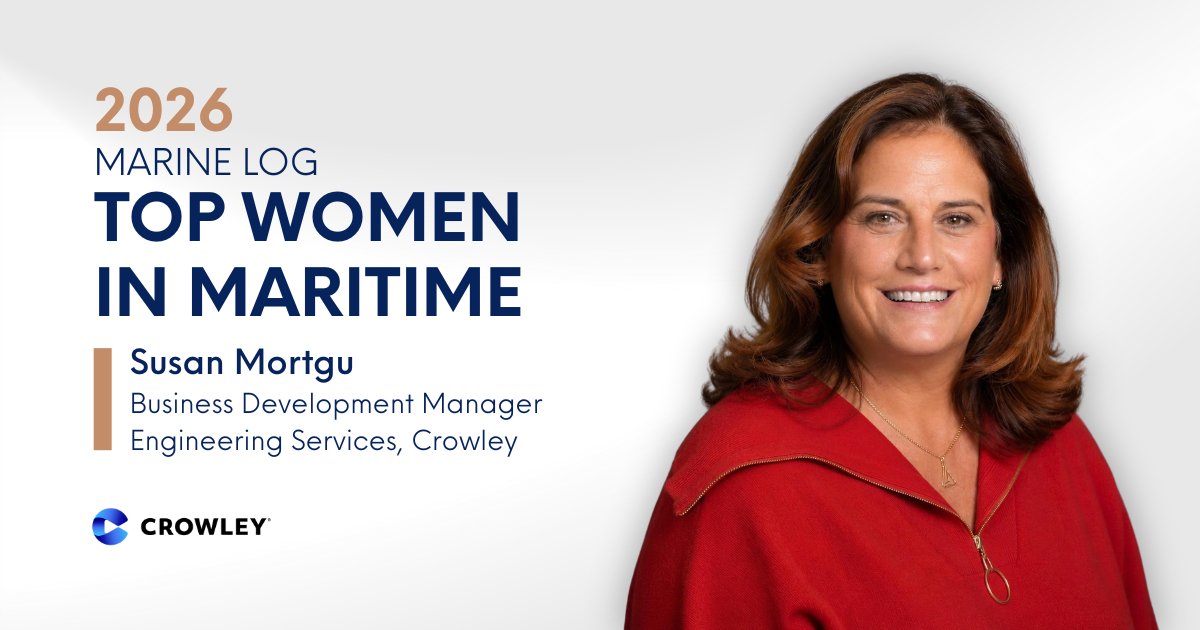 CrowleyMaritime's tweet photo. Congrats to Crowley’s Susan Mortgu, business development manager with our engineering services, on being named a Top Women in Maritime by Marine Log. With more than 35 years of maritime leadership and expertise, Susan continues advance what's possible across the industry. https://t.co/r2S5jbZYoH