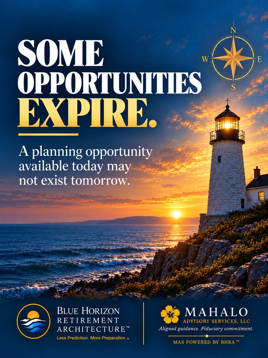 mahaloadvisory's tweet photo. SOME OPPORTUNITIES EXPIRE.

Retirement isn’t only about
how much you have.

It is also about
when you have choices.

A planning opportunity available at 62
may not exist at 73.

The better question:

What choices do I have today
that I may not have later? https://t.co/Ksz0eE5FLT
