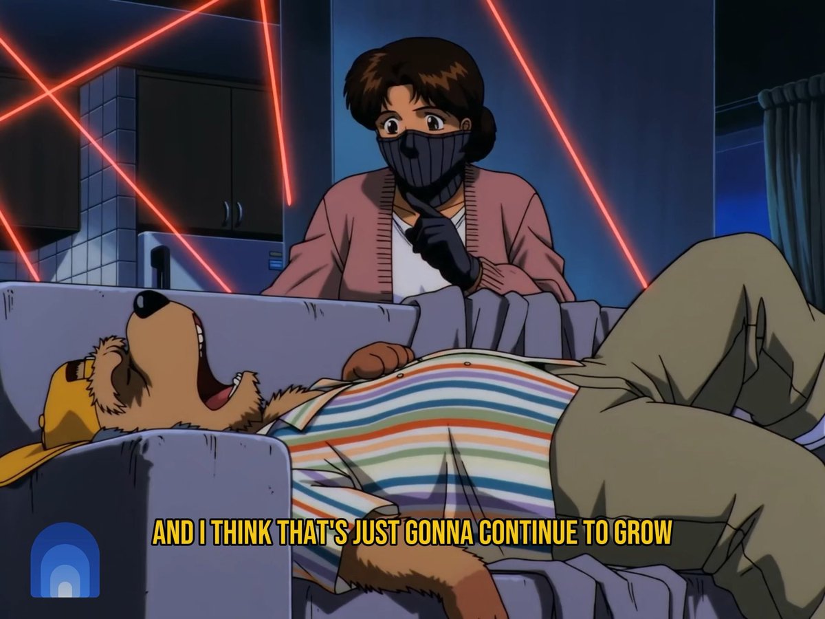 A masked nanny stands over a sleeping homeowner with red security laser beams crisscrossing the scene, captioned "AND I THINK THAT'S JUST GONNA CONTINUE TO GROW," illustrating the post's satirical warning that hired help and home surveillance systems can become tools for invasion rather than protection.