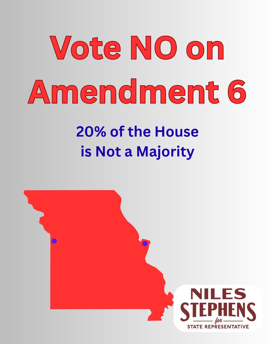 NilesStephens's tweet photo. @SpeakerTimJones @FreedompplMO @MoTaxReliefNow 
Democrats are lowering the bar once again.
33 No votes would beat 140 Yes votes on certain legislation in the Missouri House if A6 passes. https://t.co/K0U6ngwpcj