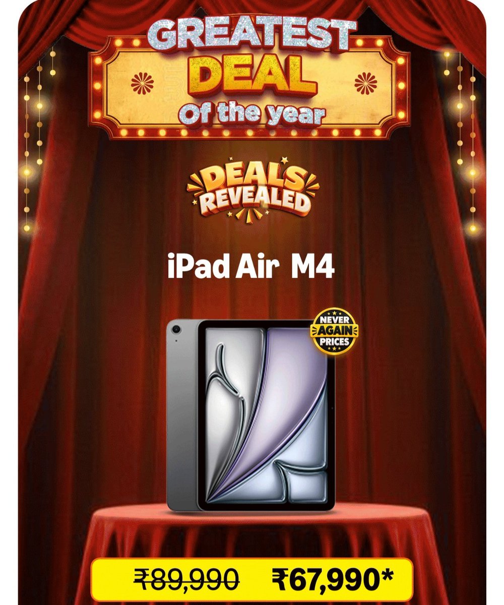 Halkatech's tweet photo. 🔥 BBD &amp; GIF-এ tablet কিনতে চাইলে এগুলো consider করতে পারো! 📱

iPad Air M4 ₹67,900, iPad A16 ₹39,900, OnePlus Pad 2 ₹31,999, Moto Pad 60 Pro ₹26,999 আর Redmi Pad 2 ₹15,499! 👀

iPad Air M4 launch price-এ ফিরে আসাটাও কিন্তু solid deal! 🔥

#Sale #Tablet #iPad https://t.co/30oUrnPr3x