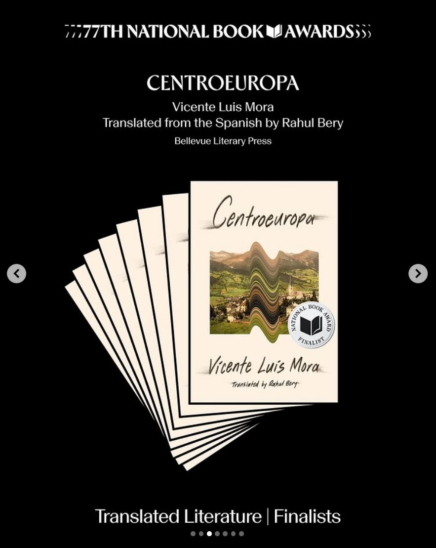 MoraVicenteLuis's tweet photo. Todavía no me lo puedo creer: Rahul Bery como traductor y yo estaremos en Nueva York el 18 de noviembre, entre los finalistas del 77th National Book Awards al mejor libro traducido. @bellevuepress @G_Gutenberg https://t.co/4MorF0LsAS