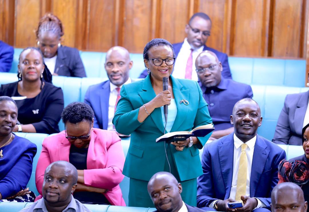 12thParliament's tweet photo. Dr. Sylvia Alinaitwe Tumuhirwe has urged Government to prioritise Rukiga District in the rollout of Community Health Extension Workers, citing the district’s lack of a hospital, difficult terrain and poor roads that hinder access to healthcare. #ParliamentEye https://t.co/tkgegAopok