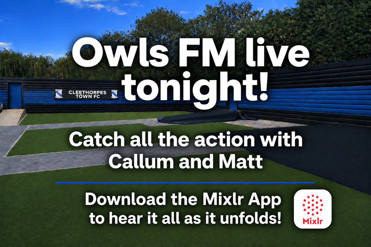 CleeTownFC's tweet photo. The game is live on @mixlr tonight with Callum and Matt
https://t.co/zBa9VkhM6w
#Cleethorpes #Grimsby #Nelincs https://t.co/3wXJEAf8Le