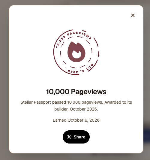 bastiankoh's tweet photo. 10k pageviews on @StellarPassport last month

first time ever 

so i awarded myself the stamp ✨

from zero → a real product people actually open https://t.co/o7GqET2ogo