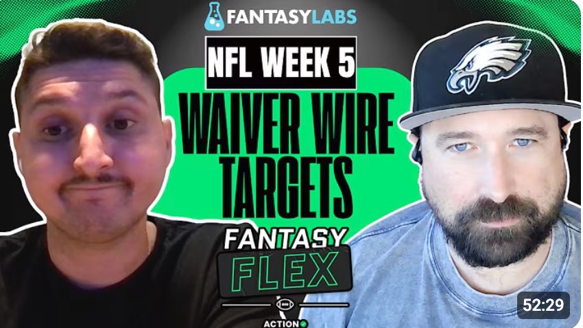 RotoSurgeon's tweet photo. Navigating streamers, Seahawks/Eagles RBs, Chargers WRs, and more 🫡

@The_Oddsmaker and I provide our Week 5 fantasy football waiver wire targets on the newest Fantasy Flex @ActionNetworkHQ 

YouTube: https://t.co/McFyY9zCQR

Podcast: https://t.co/4Iep7ZJD5y https://t.co/ikihZXT1OX