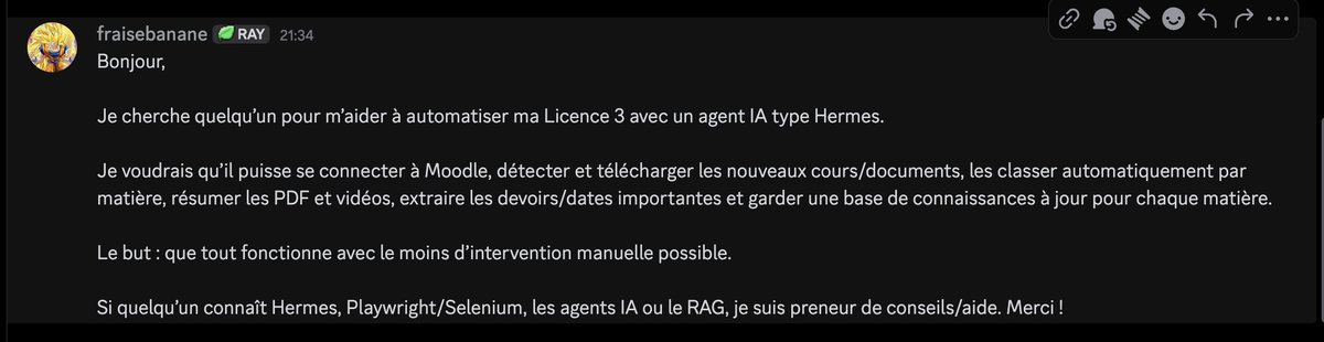 LiorNsnd's tweet photo. Les mecs veulent automatiser leurs études !!!

Mdrrrrrrrr javais meme pas penser a ce genre de usecase 

c'est des fous les gens ahha et en plus jsuis a peu pres sur que c'est faisable https://t.co/21UKFbSGtE