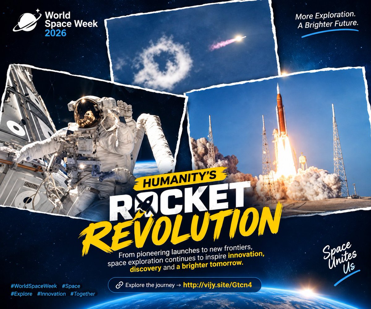 EmmaBennetimid's tweet photo. 🚀 Humanity’s Rocket Revolution is taking us beyond the limits! 🌍✨ Celebrate World Space Week 2026 and discover how rockets are turning dreams into reality. The future of space starts with curiosity—are you ready? 🌌👇 https://t.co/2vucCHTuuJ

 #WorldSpaceWeek #Space https://t.co/DWEMoyWjrT