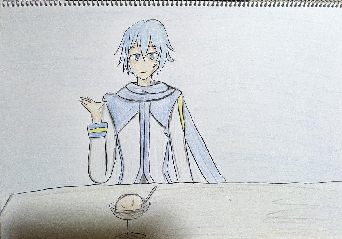 nyaasan39's tweet photo. 懐かしのイラスト、アイス食べるKAITO兄さん！

 #KAITO https://t.co/ROXsjaalhz