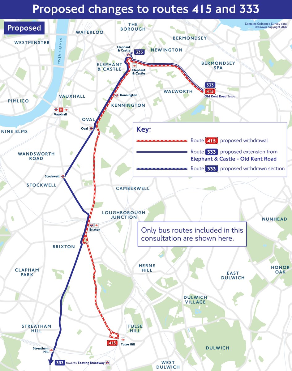 BellRibeiroAddy's tweet photo. I share concerns about proposals to scrap the 415 bus route 🚏

Tulse Hill is already under-served for bus links, with buses travelling to Brixton often packed out at peak times.

These plans risk making the issue of overcrowding worse along this stretch. https://t.co/q2Zt75yqzv