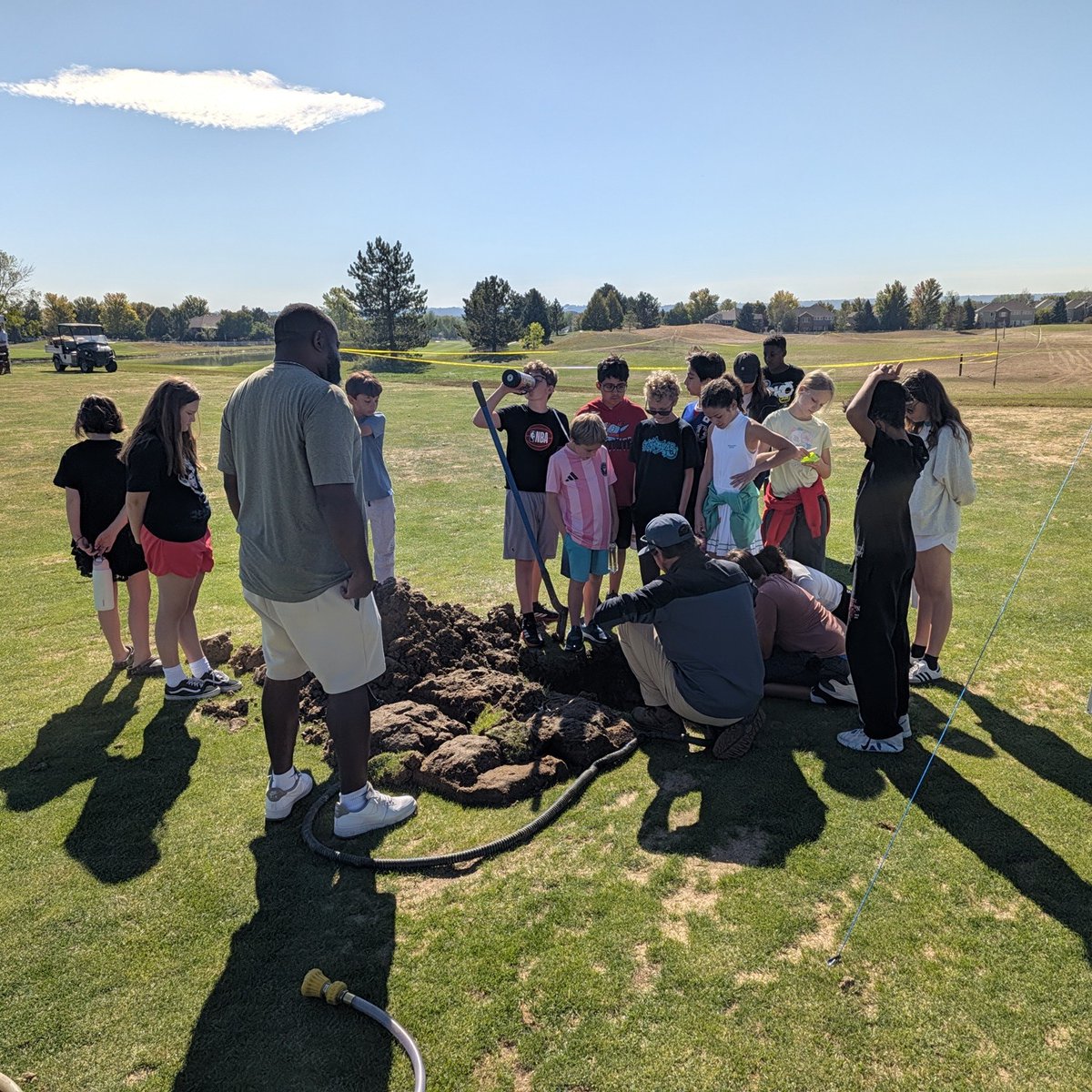 LandscapesGolf's tweet photo. A golf course can be a classroom, too.

The Broadlands recently welcomed STEM LAB sixth graders for a First Green Field Experience. Students explored irrigation, soil, water management, equipment, and measurement alongside the professionals who put those skills to work every day. https://t.co/jo6qD0bErn