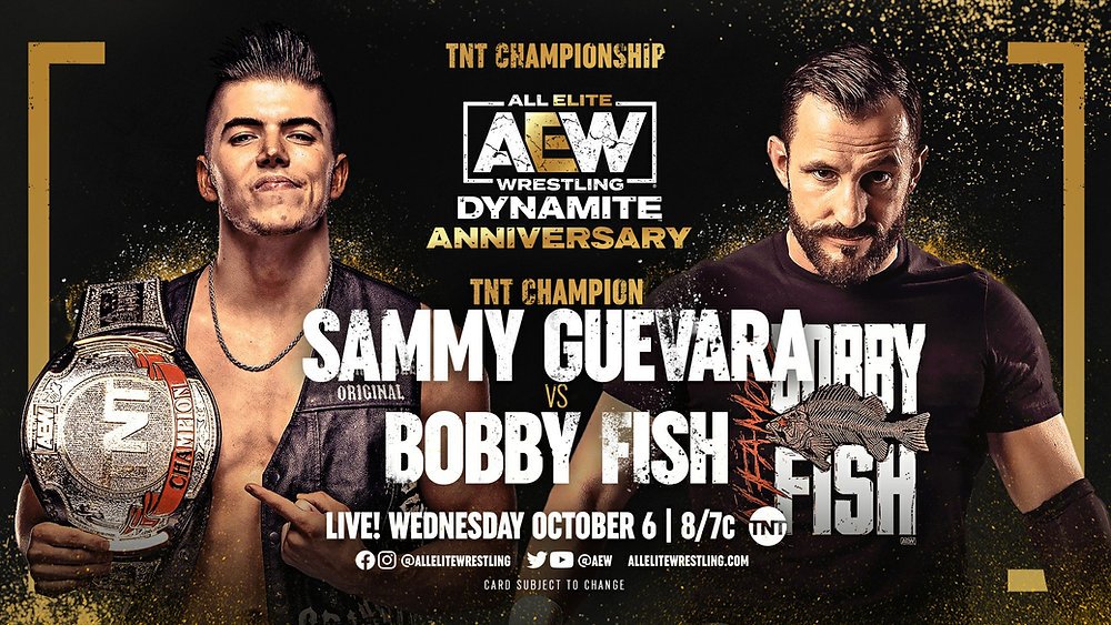 istomatoafruit's tweet photo. On this day 5 years ago, @sammyguevara defeated @theBobbyFish to retain the TNT Championship. #AEWDynamite https://t.co/i31gmg03tG