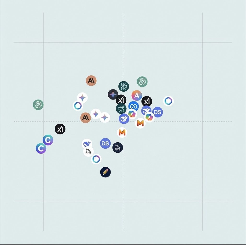 james406's tweet photo. introducing my new benchmark, "AI models randomly sorted on an X and Y axis" https://t.co/bV4lho8Z4e