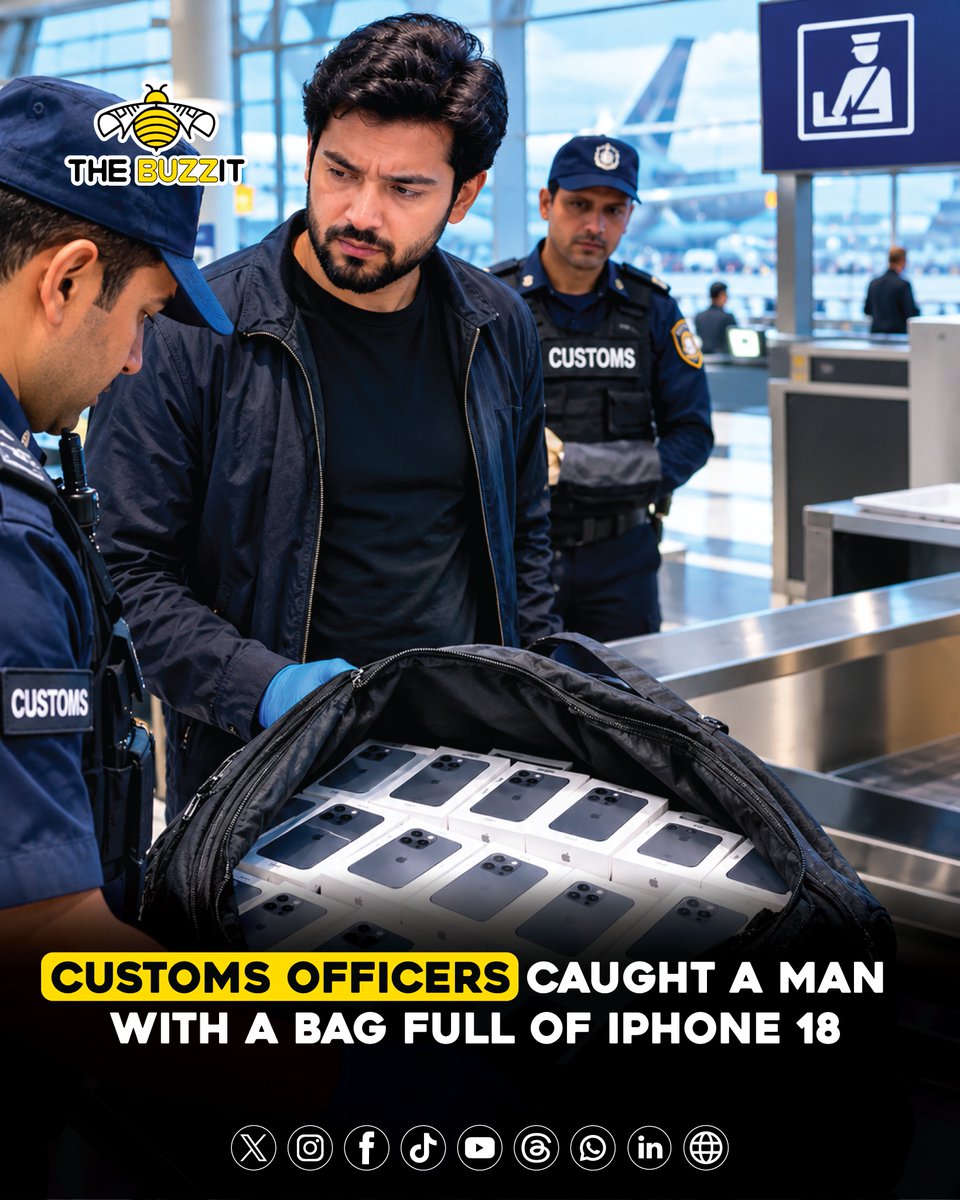 TheBuzzitGlobal's tweet photo. " Customs Officers caught a man with a bag full of iphone 18 "

A routine airport customs check turned into a major discovery. 🚨📱

@TheBuzzIt  @TheBuzzitGlobal 
#TheBuzzit #Buzzit https://t.co/VMiy0t7Kd3