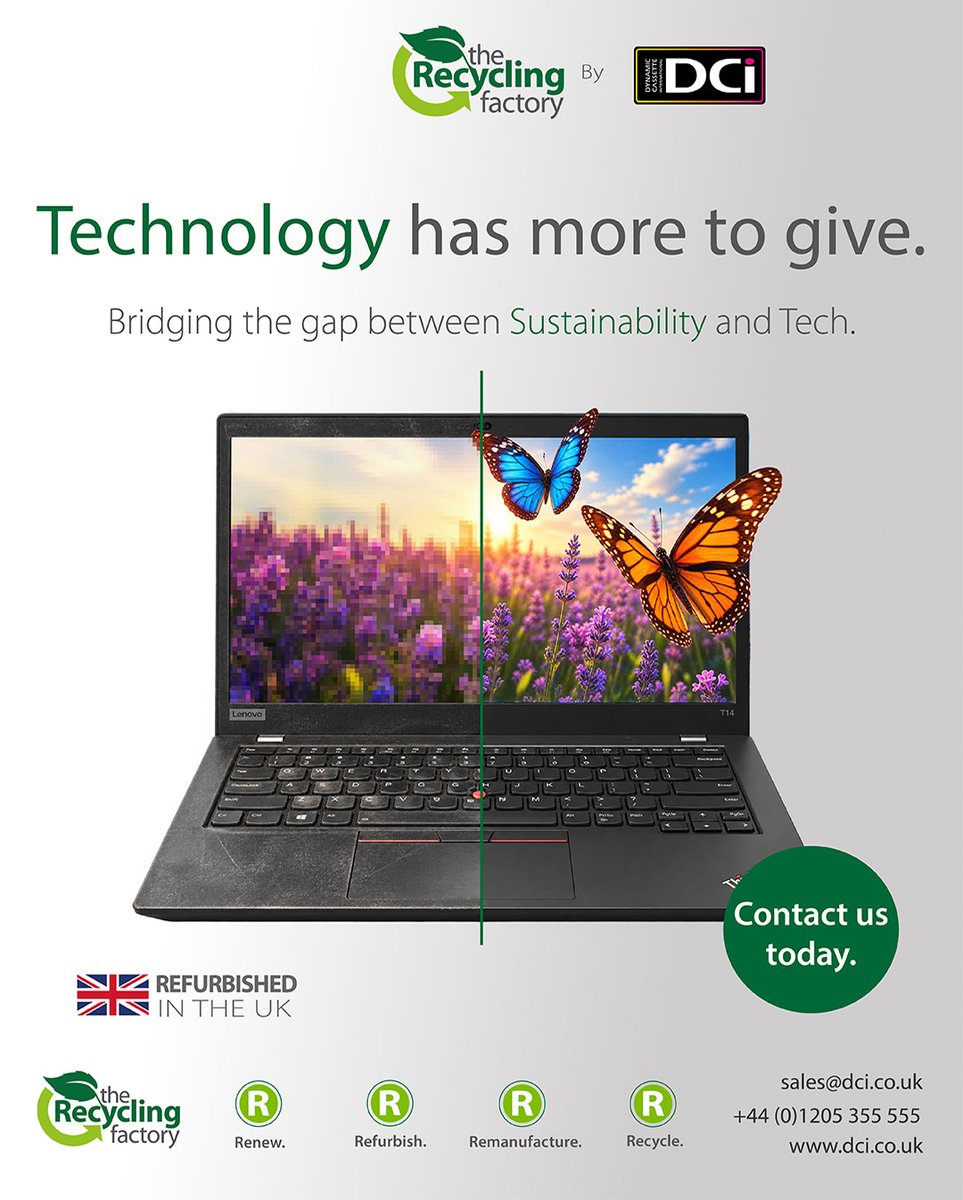 DCI_UK_LTD's tweet photo. Technology does not have to reach the end of its journey when it leaves its first user 🚀

From refurbishment to remarketing, we are helping businesses make more of the technology they already have as technology has more to give 📈

#DCI #Remarketing #Refurbish #TechHasMoreToGive https://t.co/yeylYBE4cm