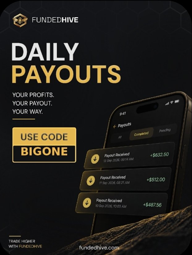 Marco_r8_'s tweet photo. Why wait weeks for your hard-earned profits when you can get Daily Payouts? πΈ
Take your trading to the next level with FundedHive today!
π Use Code: BIGONE FOR Maximum DISCOUNT π₯
@FundedHive
#fundedhive #propfirm #dailypayouts https://t.co/7rX52yZpHc