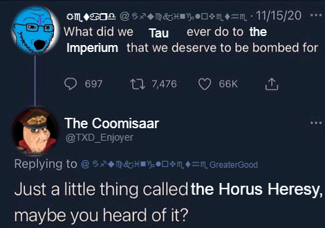 Citadel_Base's tweet photo. You can tell the Tau think they genuinely deserve to live https://t.co/JfoBnXkqRe
