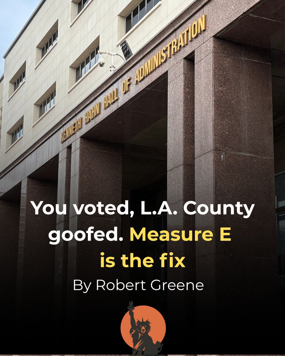GoldenStateOrg's tweet photo. Angelenos already voted for a county Ethics Commission and funding for alternatives to incarceration. But significant drafting and filing blunders could undo those ballot measures without Measure E's clean-up crew.

MORE: https://t.co/G9iIRURQrq https://t.co/BAUY0Bd1XE