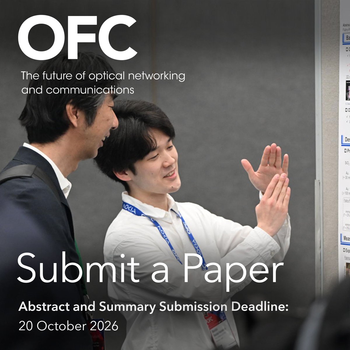 ofcconference's tweet photo. A poster presentation begins the conversations that move research forward.

Share your work at #OFC27 and connect with researchers, #engineers and industry professionals who can bring new perspectives to your work!

Submit your paper by 20 October: https://t.co/HXfxmdxNtH https://t.co/tKOT495foh