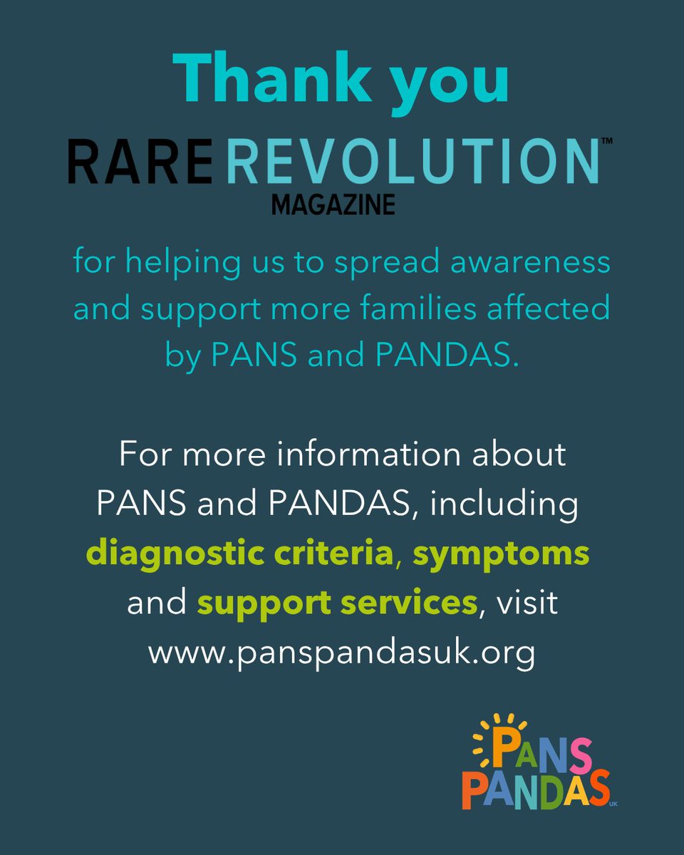 RareRevolutionM's tweet photo. PANS PANDAS UK would like to say a huge thank you to RARE Revolution Magazine for including us in their #TakeoverTuesday, helping to elevate the voices of children, young people and families affected by rare or rarely recognised health conditions.
https://t.co/C3ElYxI2Nv
#Pans #Pandas