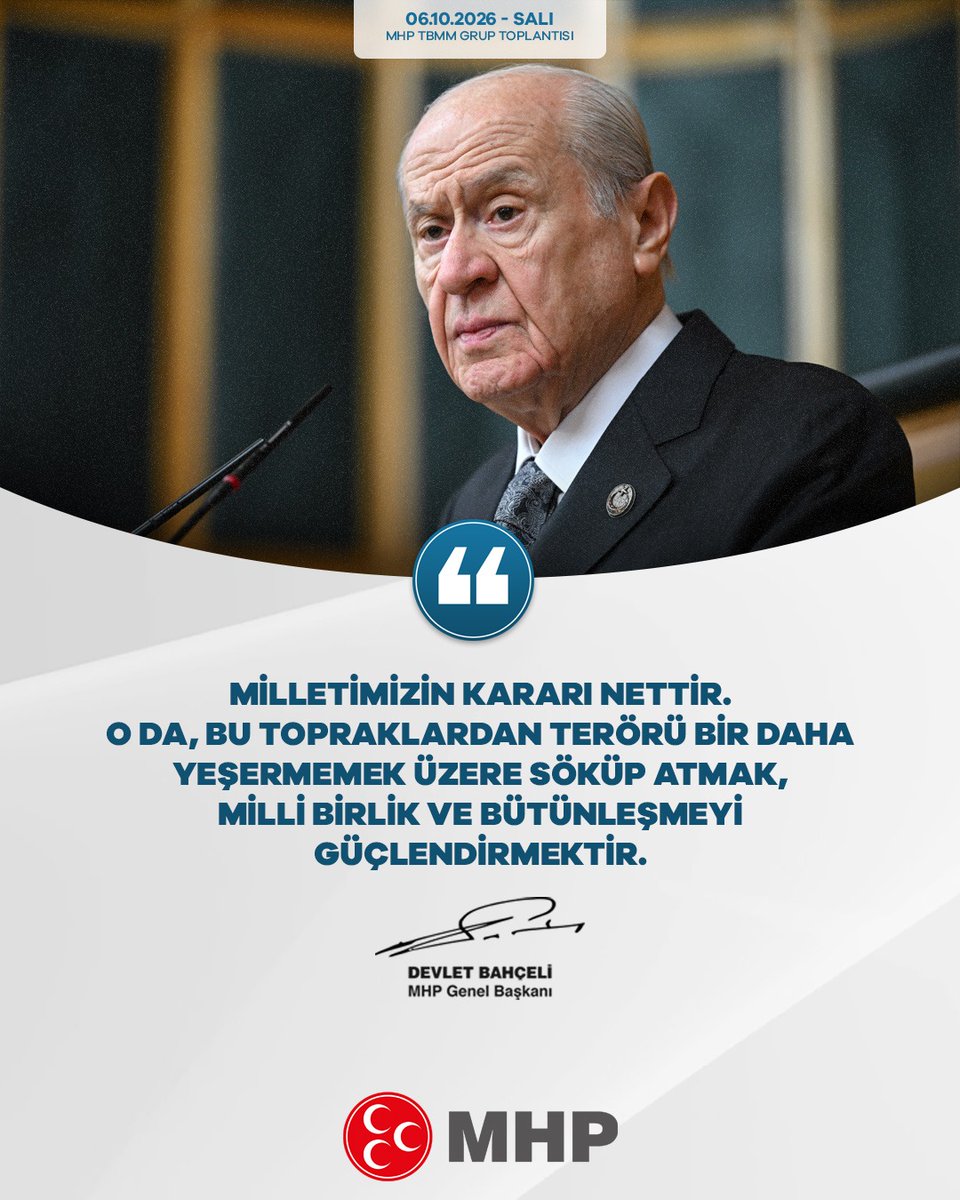 MHP_Bilgi's tweet photo. Milletimizin kararı nettir. O da, bu topraklardan terörü bir daha yeşermemek üzere söküp atmak, milli birlik ve bütünleşmeyi güçlendirmektir.

MHP Genel Başkanı
Devlet BAHÇELİ https://t.co/8qcIHbBy0x