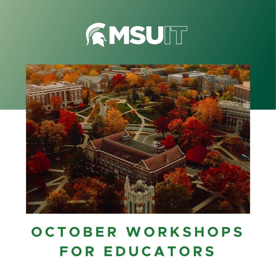 TechAtMSU's tweet photo. MSU IT Educational and Research Technology has many helpful tools to help educators during the semester, and improve their use of campus technologies to support student success. Visit https://t.co/SHcErcU3to to learn more! https://t.co/fUwS8ByF69