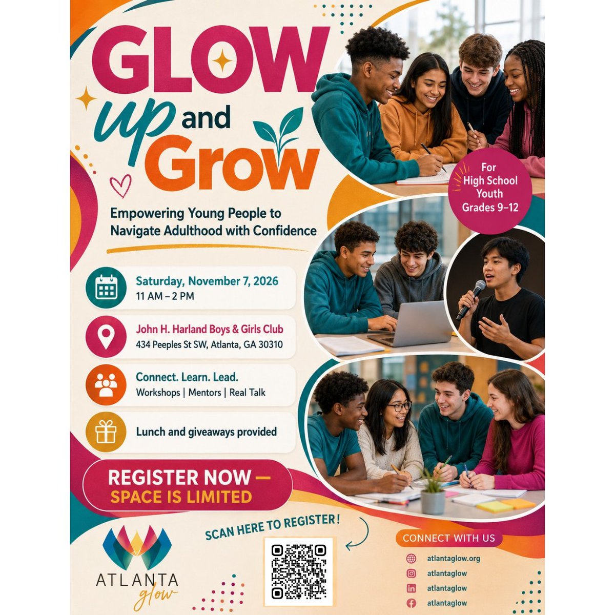 AtlantaGlow's tweet photo. SAVE THE DATES! ✨ Atlanta GLOW has some exciting events coming up, and we’d love to have you there!  Whether you’re looking to grow in faith, build community, or connect and grow alongside other young women, there’s something for you! 💕 https://t.co/znREfB7u7U