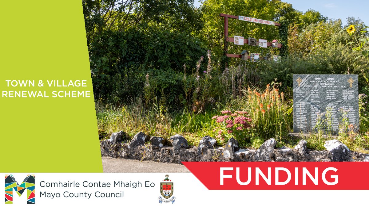MayoCoCo's tweet photo. Mayo County Council invites Expressions of Interest under the Town & Village Renewal Scheme 2026 and Project Development Measure 2026.  The schemes are funded by the Department of Rural and Community Development and the Gaeltacht under Project Ireland 2040 as part of Our Rural Future.

Details: https://t.co/yOz853MXAp