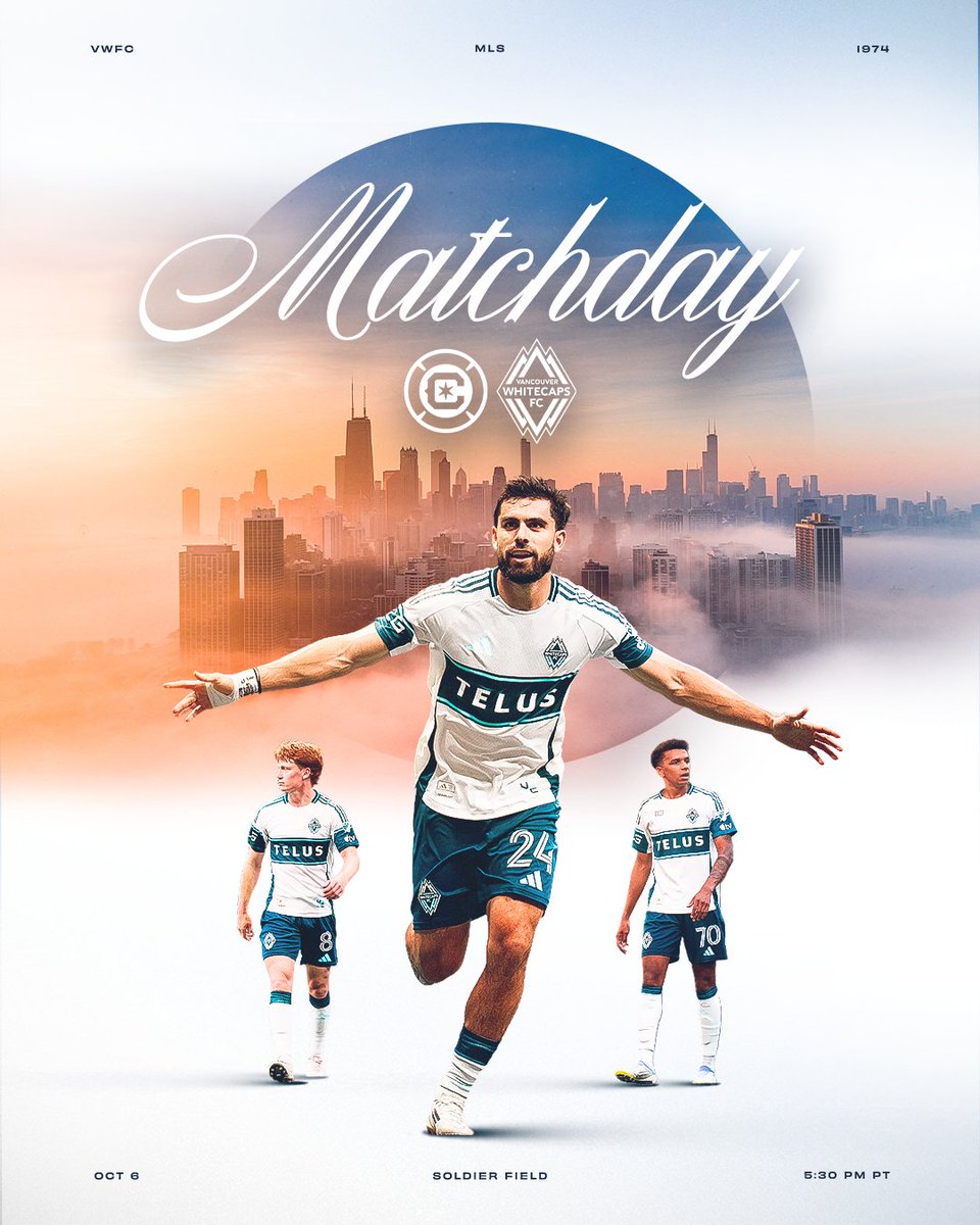 WhitecapsFC's tweet photo. 𝐌𝐀𝐓𝐂𝐇𝐃𝐀𝐘 𝐢𝐧 𝐂𝐡𝐢-𝐓𝐨𝐰𝐧. 💨

🆚 @ChicagoFire
🏟️ Soldier Field
🖥️ Apple TV 
📻 @CKNW

#CHIvVAN https://t.co/ROqm3cCYy4