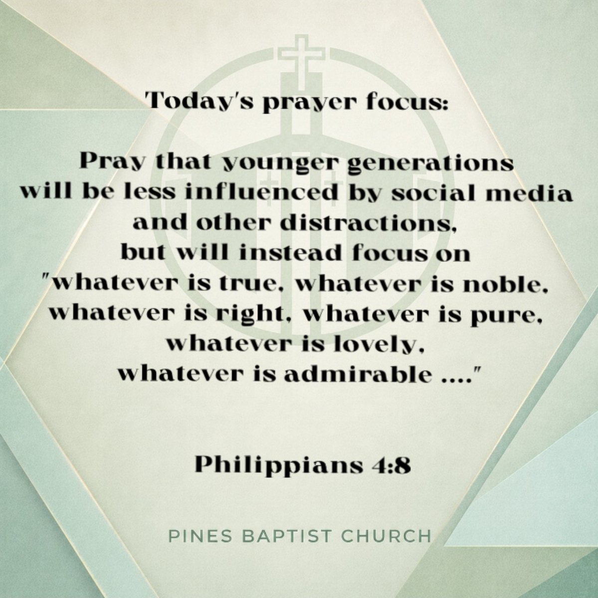 pinesbaptist92's tweet photo. Philippians 4:8 ESV — Finally, brothers, whatever is true, whatever is honorable, whatever is just, whatever is pure, whatever is lovely, whatever is commendable, if there is any excellence, if there is anything worthy of praise, think about these things. https://t.co/0kw7Lnb5cp