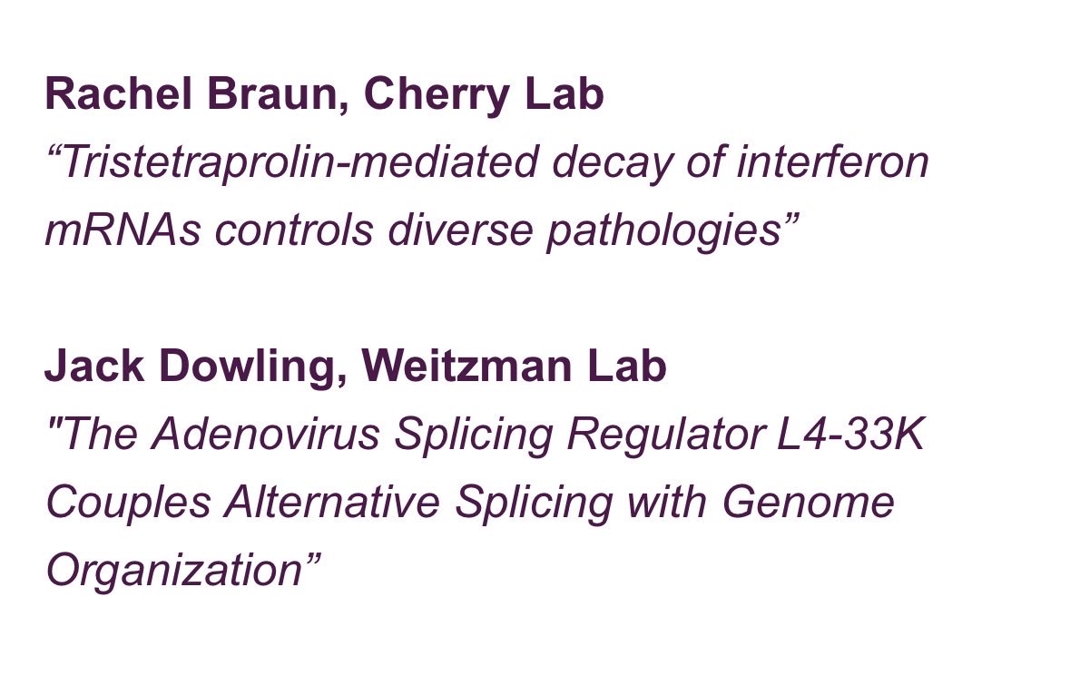 PennMicro's tweet photo. ProK and Virology Trainee Seminar
Tuesday 10/6/2026
12 – 1 PM
209 Johnson Pavilion https://t.co/vEcTJpIVLd