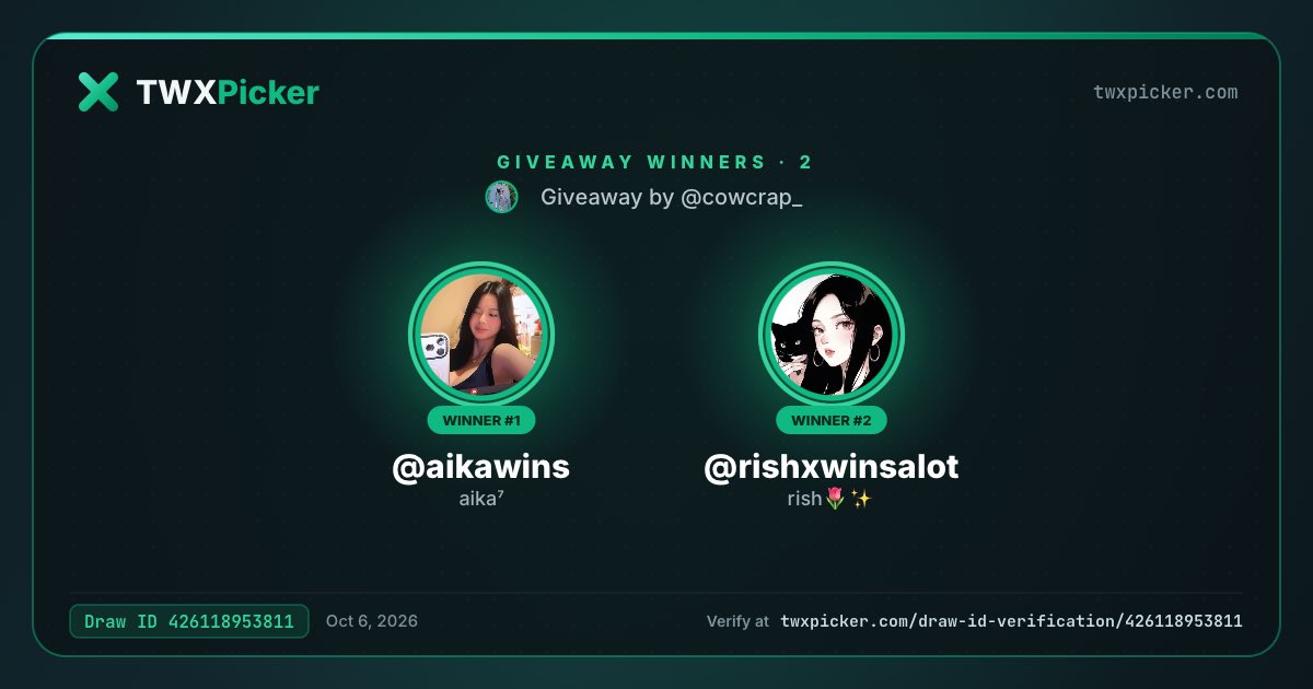 cowcrap_'s tweet photo. congrats winners! please dm me your gcash qr code to claim the prize 

- @aikawins 
- @rishxwinsalot 

i’ll see y’all again in the next one, thank you!💗 https://t.co/Cwkaa6mhgP