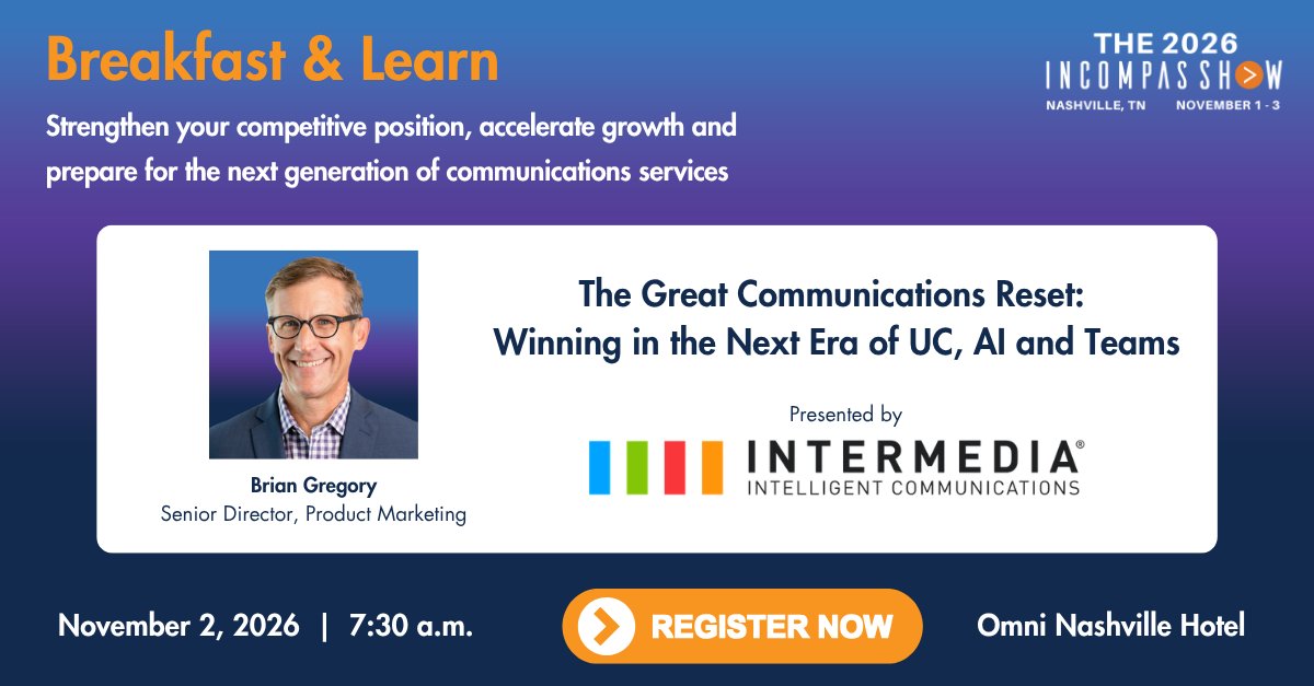 INCOMPAS's tweet photo. Kick off the morning of The 2026 @INCOMPAS Show in Nashville with Brian Gregory during @intermedia_net's Breakfast &amp; Learn to see how service providers are preparing and modernizing for the trends driving the next communications era.⬇️

Register Now: https://t.co/JQrRDP1xBc https://t.co/fRZJ0lmy4H