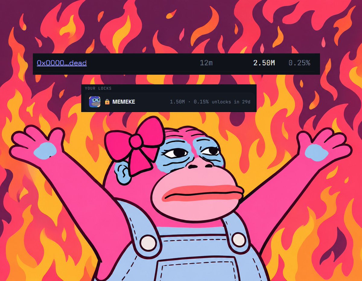 RonkeMemeverse's tweet photo. I am happy to announce that we successfully partnered with @Sushinobi_nft. 5M $MEMEKE were sent to the account. 2.5M were burned 🔥, 1.5M were locked 🪎 for treasury, and 500k were kept.  You'll be seeing more Ronka from now on.

Buy $RONKE, $RONKA, and $MEMEKE at https://t.co/HbUdKNdL0d only on @Ronin_Network .