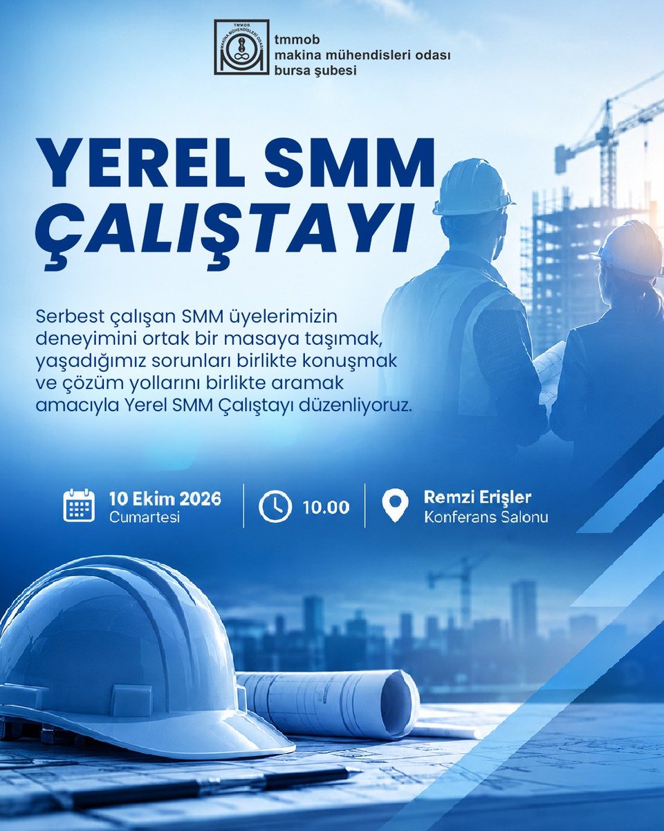 MMOBursa's tweet photo. Serbest çalışan SMM üyelerimizin deneyimini paylaşmak, yaşadıkları sorunları birlikte konuşmak ve çözüm yollarını birlikte aramak amacıyla; Yerel SMM Çalıştayı düzenliyoruz.  Çalıştayımıza bekliyoruz.

📅10 Ekim Cumartesi 
🕑10.00
📍Remzi Erişler Konferans Salonu https://t.co/C4LNIObtU9