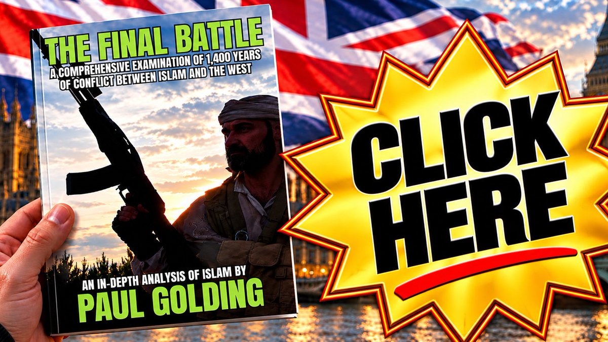 BFirstParty's tweet photo. 'The Final Battle' is a shocking look at the history and ideology of Islam.
'The Final Battle' is written by the UK’s most experienced counter-jihad activist, Paul Golding.
'The Final Battle' details 1,400 years of conflict between Islam and the West.
Order below: