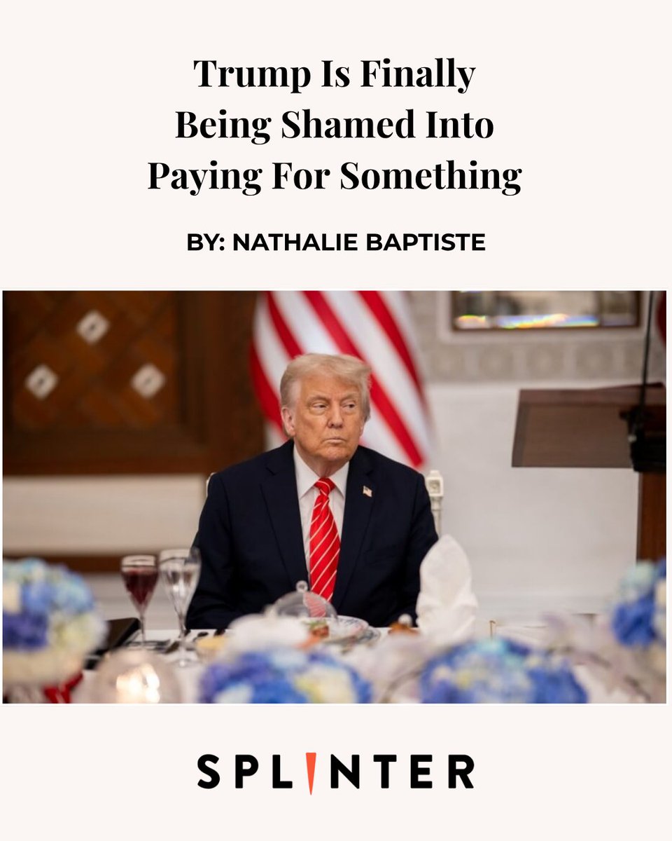 splinter_news's tweet photo. Someone actually managed to shame Donald Trump into saying he'll pay for his own political ads rather than just (illegally) using tax dollars. Story: https://t.co/Xqz5JuQKUJ #DonaldTrump #ads #politicalads #PSA #SuperPAC https://t.co/TugpPm2ohe