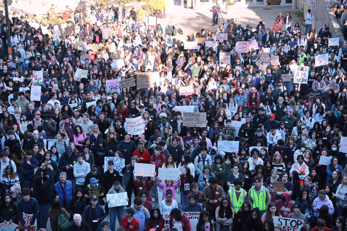 Complex's tweet photo. Thousands of students protest at Cornell.

Students and faculty gathered to protest the university’s handling of sexual assault allegations, calling for policy changes, improved campus police training and stronger support for survivors. https://t.co/m6Rm8q0mNB